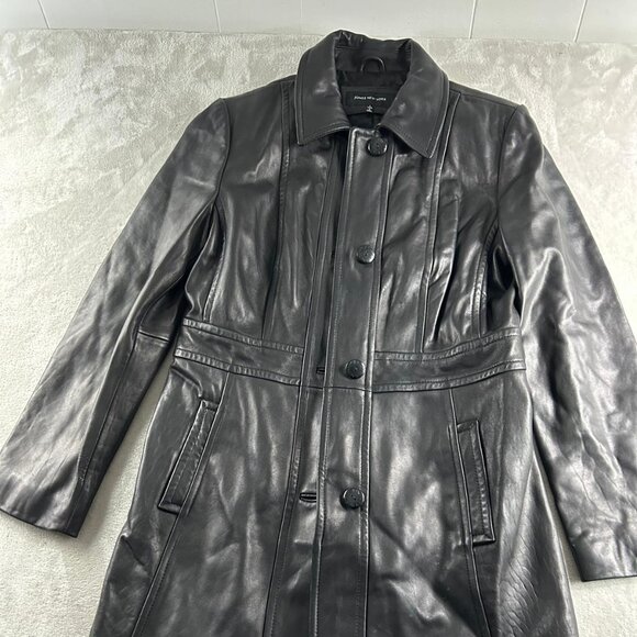 Jones New York Jackets & Blazers - Jones New York Women Leather Jacket Size Large Long Sleeve Button Black